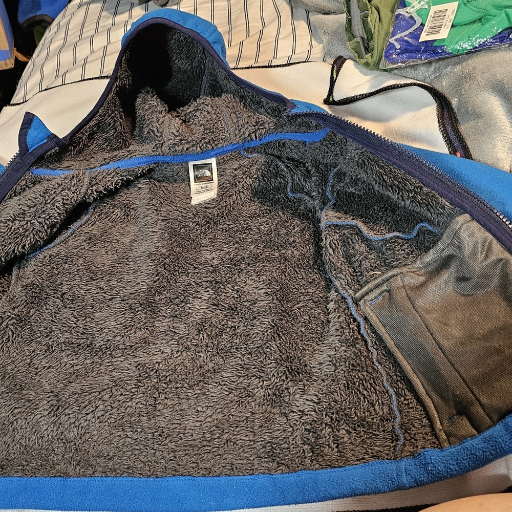 The North Face Jacket TNF Denali Hoodie Fleece Sherpa Lined Blue Kid's Size 4T - Picture 4 of 7
